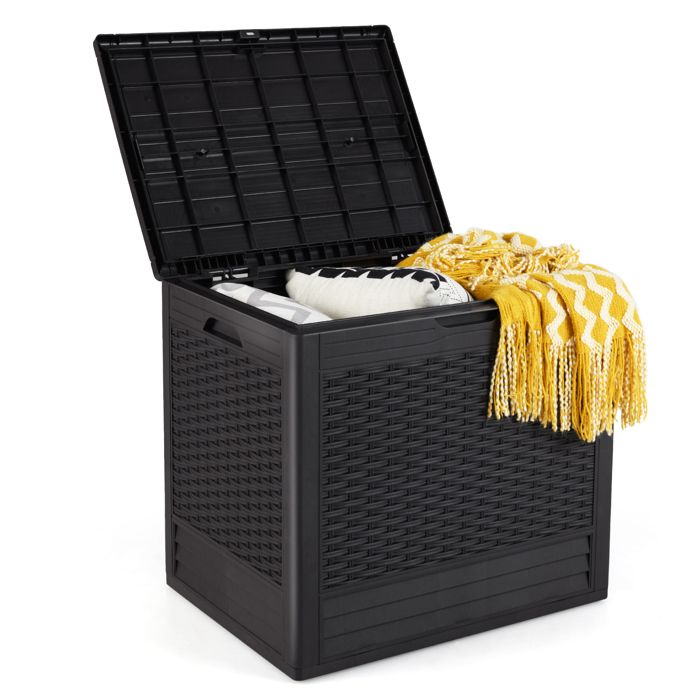 128x64x64cm Capacité Coffre De Rangement Jardin GOPLUS 400L - 128x64x64cm - HDPE Résistant Aux Intempéries - Couvercle Verrouillable Coffre Verrouillable Extérieur