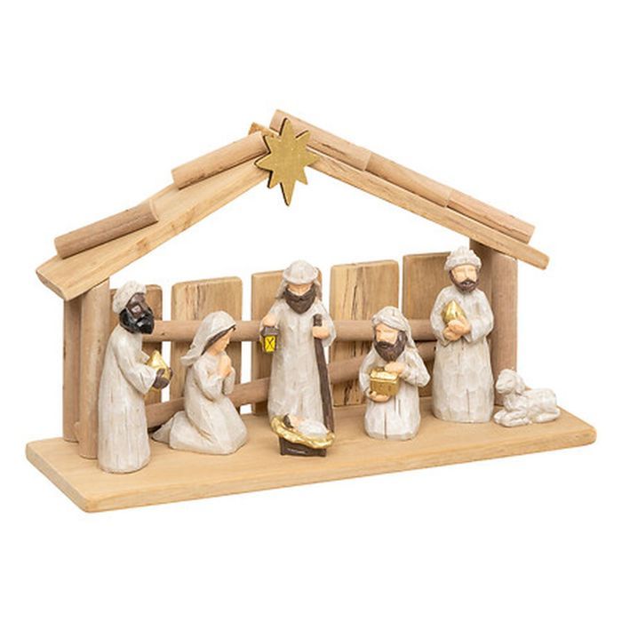 Crèche de Noël - FEERIC LIGHTS & CHRISTMAS - 7 santons en résine - 18×9.5×30 cm - Design contemporain - Teintes sobres Crèche de Noël - FEERIC LIGHTS & CHRISTMAS - 7 santons en résine - 18×9.5×30 cm - Design contemporain - Teintes sobres