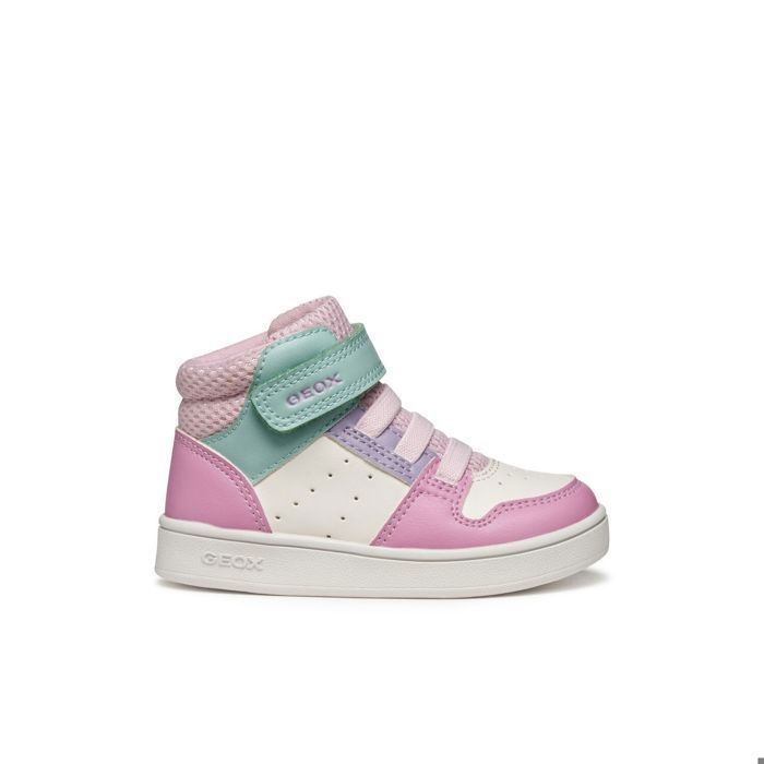 Geox GEOX Eclyper Baskets bébé fille blanc et rose foncé - scratch semelle amovible