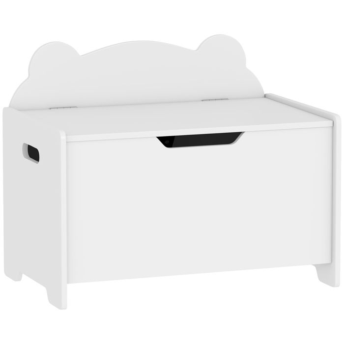Coffre à jouet - AIYAPLAY - couvercle rabattable - forme dours - pour filles garçons de 3 à 8 ans - MDF - 60 x 38 x 48 cm - blanc