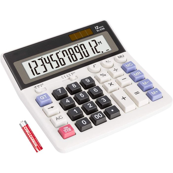 Calculatrice de bureau basique avec grand écran LCD 12 chiffres