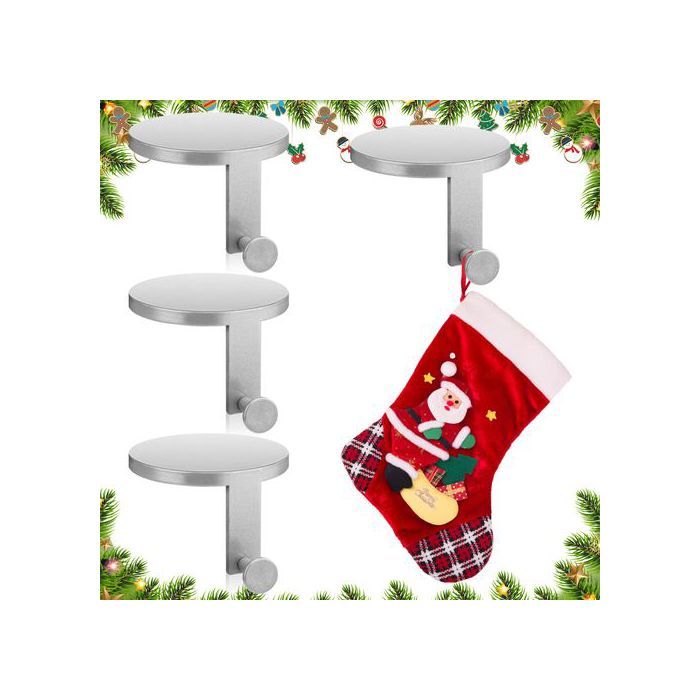 Lot De 6 Supports De Chaussettes Et Guirlandes Pour Cheminée - Métal, Sans Perçage, Double Crochet - Décoration Noël