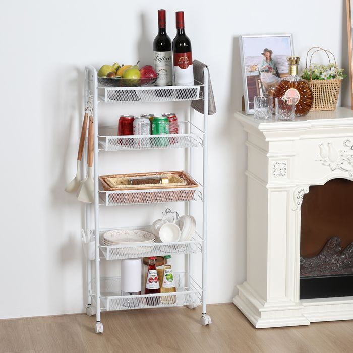 Chariot roulant rangement cuisine 5 niveaux métal robuste pour organisation fruits produits salle de bain DESSERTE DE CUISINE