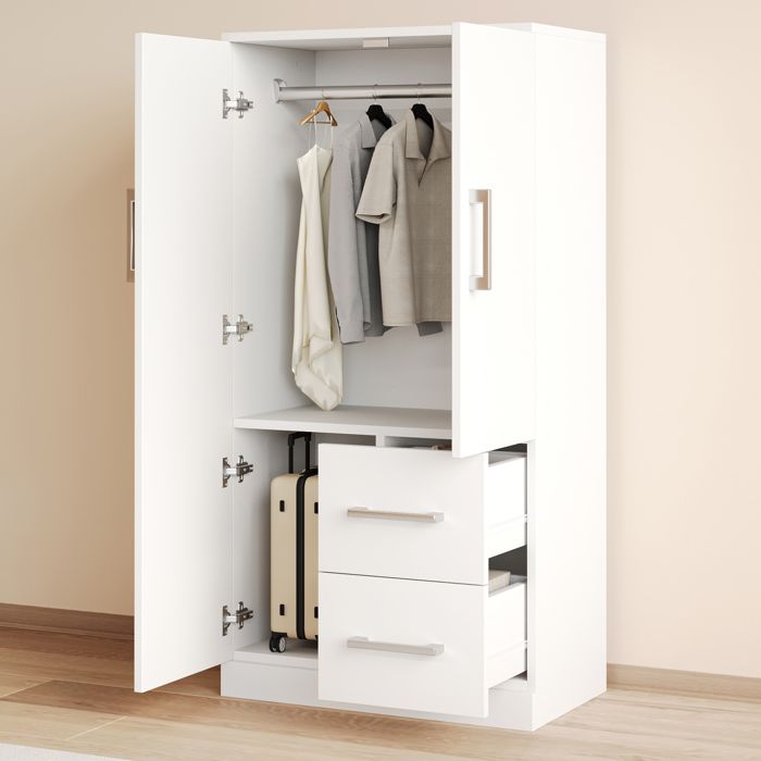 Armoire 70 x 40 x 135 cm Design double porte avec drawers et compartiments de stockage Armoire pour enfants Armoire individuell