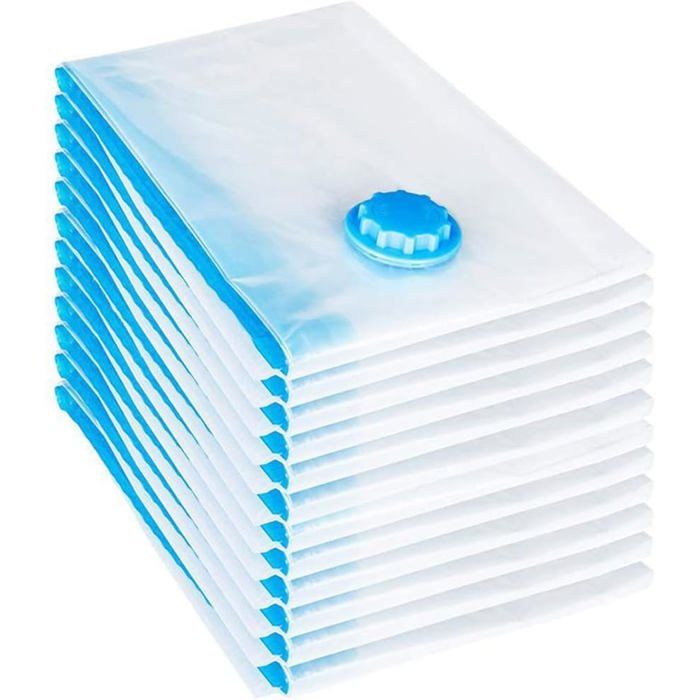 Lot de 10 sacs sous Vide 40 x 50 cm fermeture éclair sacs de rangement de voyage en PET+PE transparents