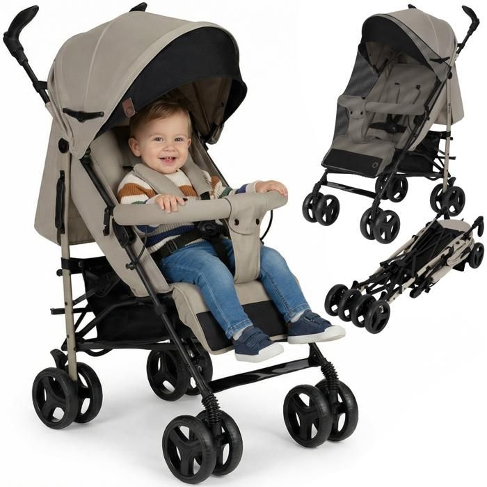 Poussette bébé canne compacte LIONELO Irma - De 6 à 36 mois - Moustiquaire incluse - Beige
