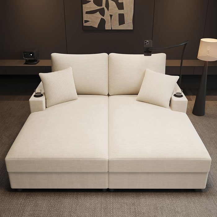 Canapé-lit double - MINIMAL - XXL - 2 places - Ports USB/USB-C - Support téléphone 360°