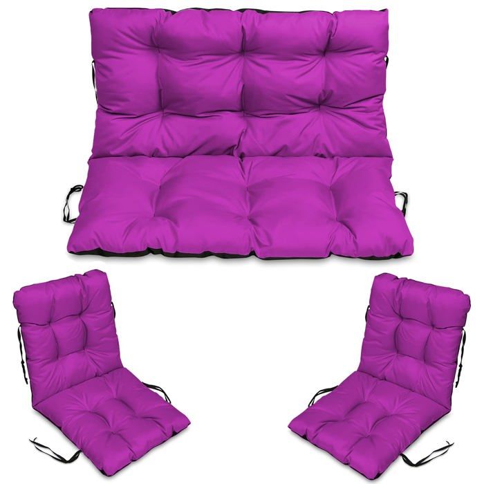 Coussin de Chaise de Jardin - Superkissen24. - 100x50/100x60 cm + 2x 48x96 cm - Intérieur/Extérieur - Imperméable - Fuchsia