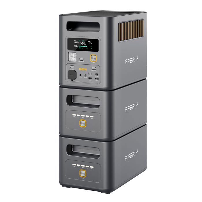 Générateur électrique - AFERIY - 3072Wh 1800 Pro - 3072Wh - 1800W - 2 batteries supplémentaires