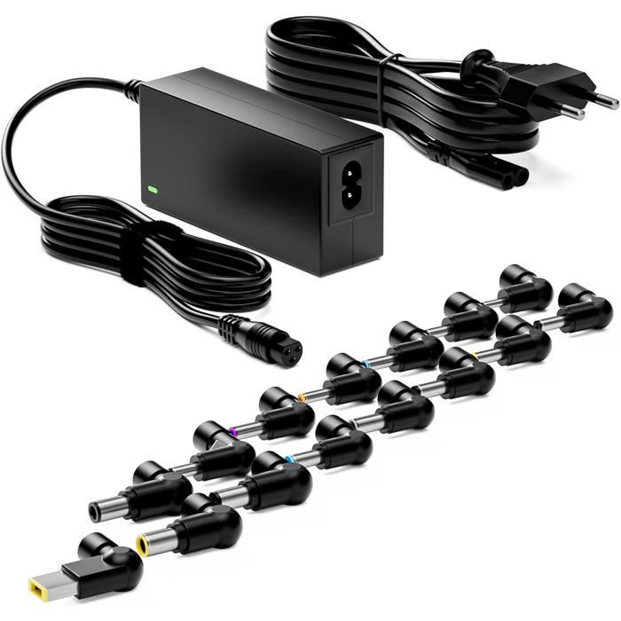 Alimentatore Universale ComSys 90W Per Laptop, Tensione Regolabile 12V-24V E Tanti Adattatori Inclusi!