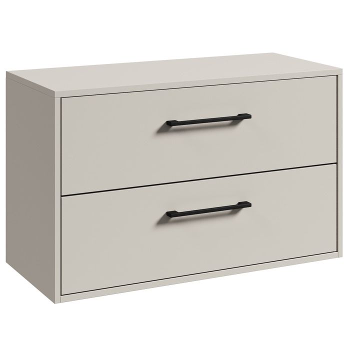 Meuble Sous-Lavabo Florence 80 x 46 cm – Beige – Meuble Suspendu avec 2 Tiroirs et Poignées Noires Meuble Sous-Lavabo Florence 80 x 46 cm – Beige – Meuble Suspendu avec 2 Tiroirs et Poignées Noires