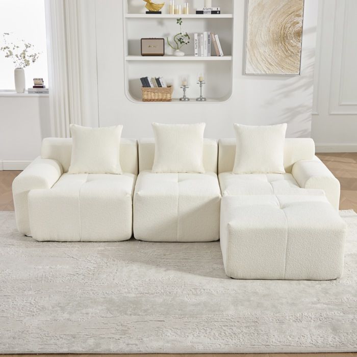 Canapé dangle moderne en forme de nuage 97x100x68 cm Beige Tissu canapé convertible salon moderne