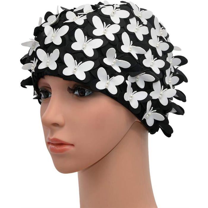 Bonnet de bain -à pétales de fleurs-Pour femmes-Style rétro