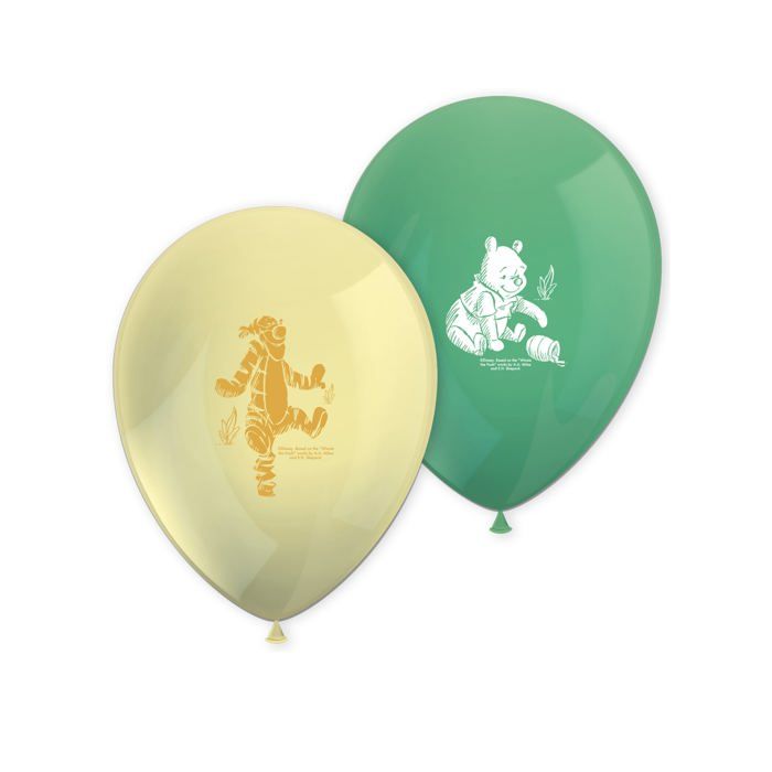 8 Ballons en latex Winnie lourson - Jaune