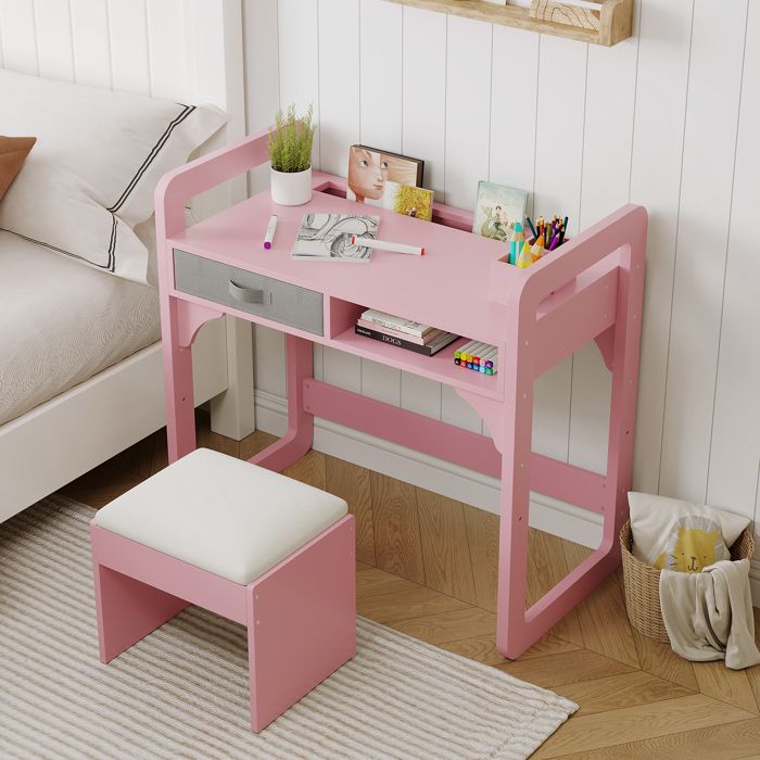 Ensemble table et chaise pour enfant - bureau pour enfant +5 ans 86x52x16cm-rose
