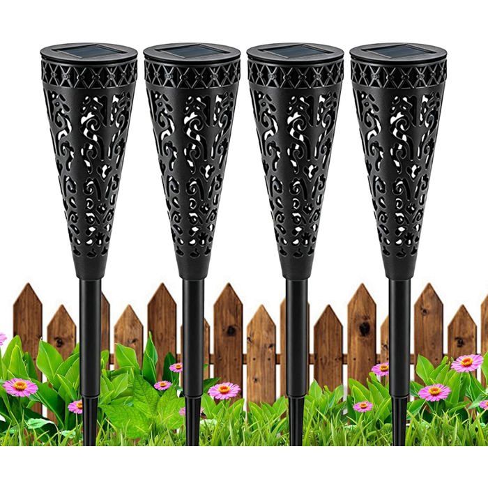 Lot de 4 lampes solaires décoratives LED ajourées étanches art décoratif