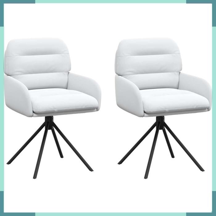 FHE Chaises de salle à manger pivotantes Simili - Cuir - Robuste - Durable - Blanc - 59x59 5x90 cm - 48 cm - 42 cm - 2 pcs