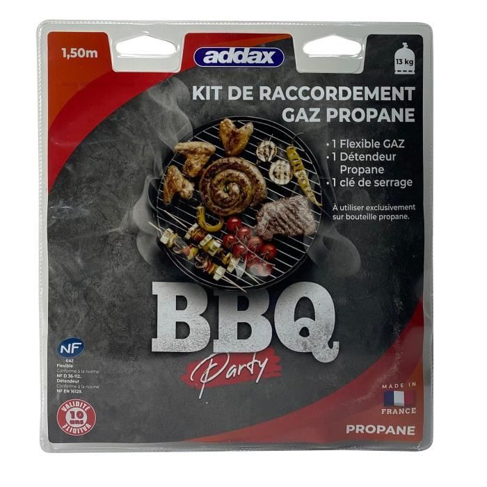 Kit raccordement ADDAX pour barbecue et plancha Propane - Accessoire de barbecue en métal