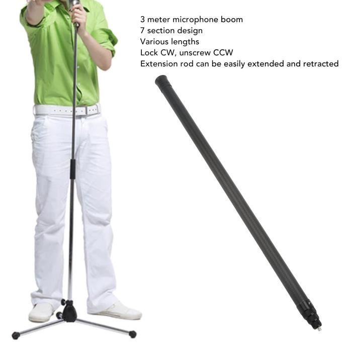 Support à micro avec perche, trépied à micro à col de cygne réglable de 61 cm à 170 cm avec 2 pinces à micro pour chant, performance sur scène, fête
