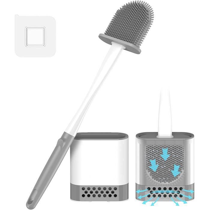 Brosse Wc Noire - Montage Mural Brosse Wc - En Silicone - Design Carré