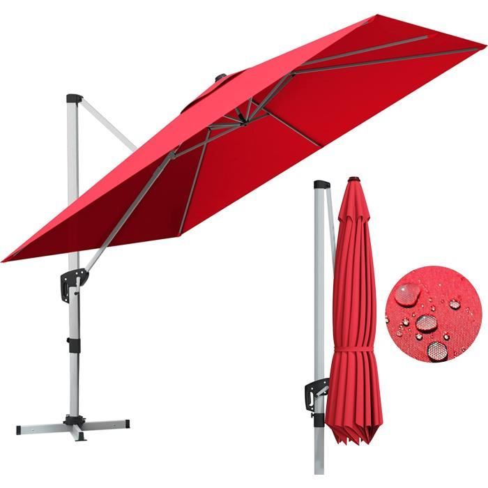 7 Positions Rotation par Pédale Parasol Déporté 3x3M en Polyester avec