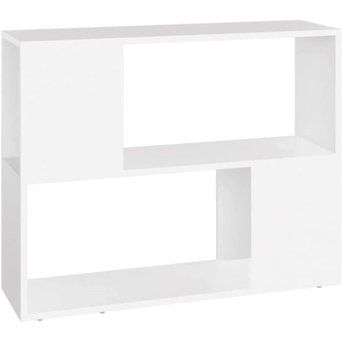 Meuble TV Blanc - Aggloméré - 80x24x63 cm - Rangement pour Livres, DVD, Vases - Design Tendance et Pratique