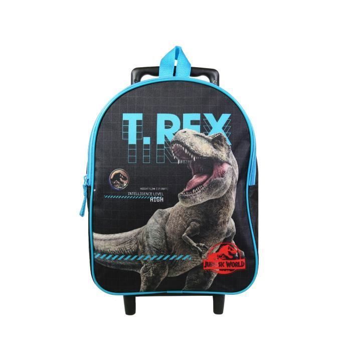 Sac à dos à roulettes maternelle Jurassic World Noir T-Rex