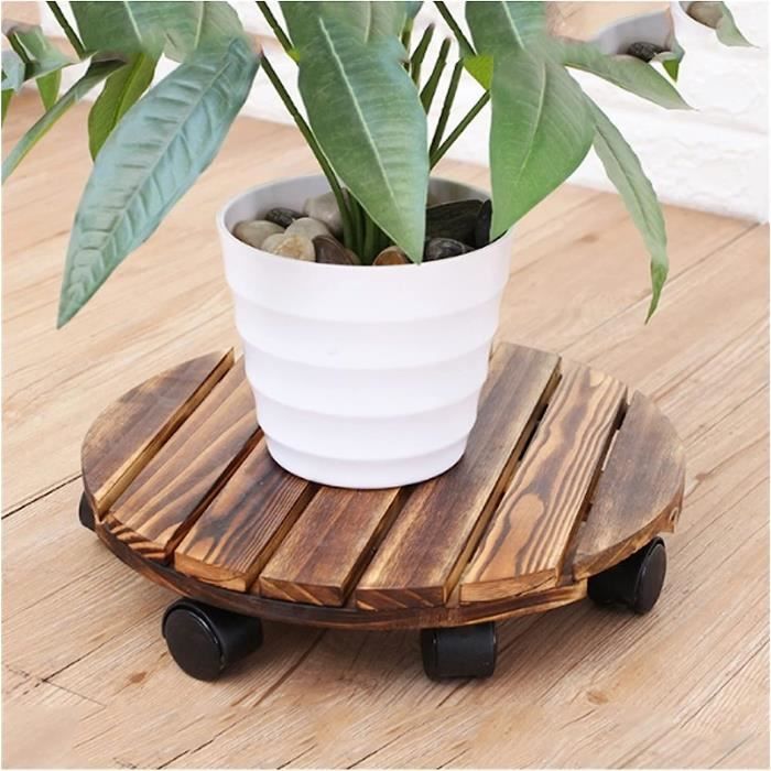 Panier à Plantes Rond Avec Roues, Support De Plantes Roulantes De 20 Cm