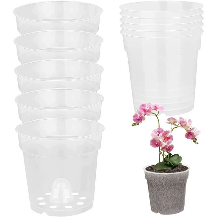 Pot à Orchidée Transparent 14 Cm Avec Trous De Drainage – Pour Plantes Grasses, Intérieur/extérieur, Design Simple Et Lumineux