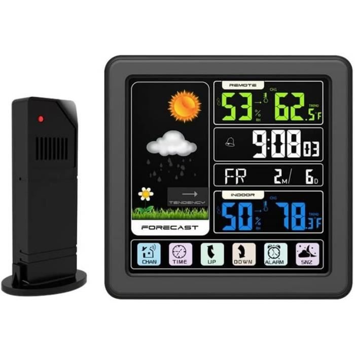 Thermomètre Hygromètre Sans Fil Station Météo Projection Sans Fil | Capteur Température/humidité Intérieur-extérieur - Prévisions 24h Anémomètre Nature