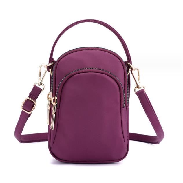 Sac à main - Femmes - Sacoche Bandoulière - Nylon Imperméable - Violet - Portable