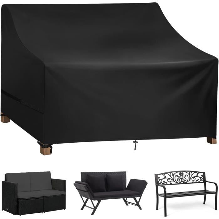 Housse De Protection Canapé Jardin 134x70x65/94cm - Tissu Oxford 600D Imperméable, Anti-UV, 4 Boucles