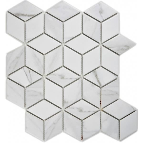 Mosaïque Florentine Rétro Vintage, Mosaïque Céramique, Blanc, Mat, 10