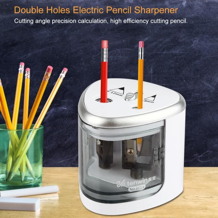 Taille-Crayon Électrique 2 Troux – Pour Crayons 6-12 Mm – Avec Sécurité Enfant – Pour Bureau & École - 5