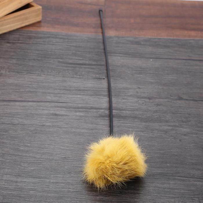Jouet Amuisant Bâton Poil De Lapin Jaune Barre Noir Pour Chat 50cm