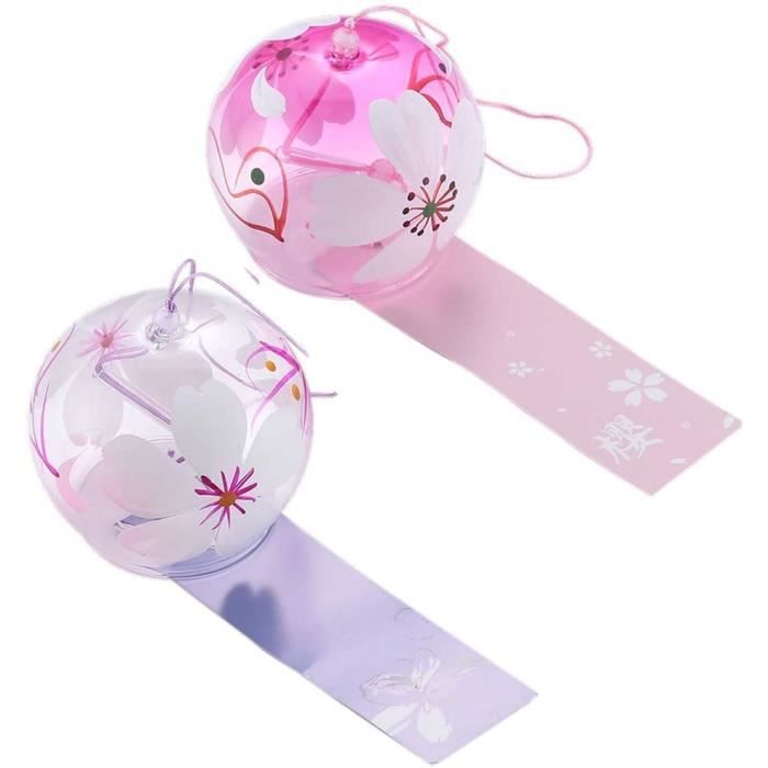 Carillon à Vent Japonais En Verre Fait Main - Décoration Suspendue, Environ 6x7cm (couleur Rose)