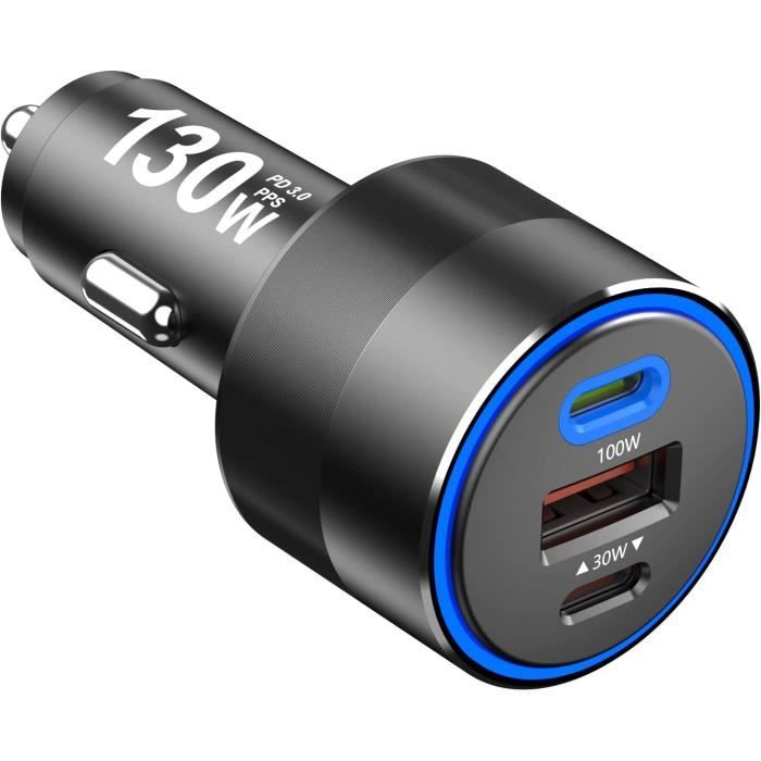 Allume Cigare USB C 130W Charge Rapide, QC5.0 PD3.0 PPS 100W 65W