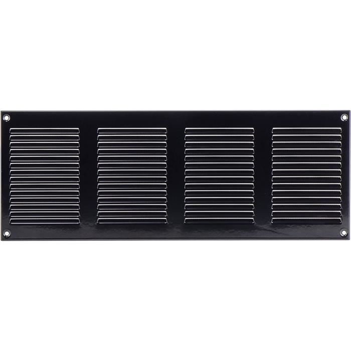 Grille De Ventilation Kratki – 17x30 Cm, Noir/argent, Acier Peint, Une Persienne