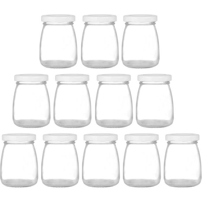 SPECIAL-DAY Lot de 12 pot de yaourt en verre avec 12 couvercles