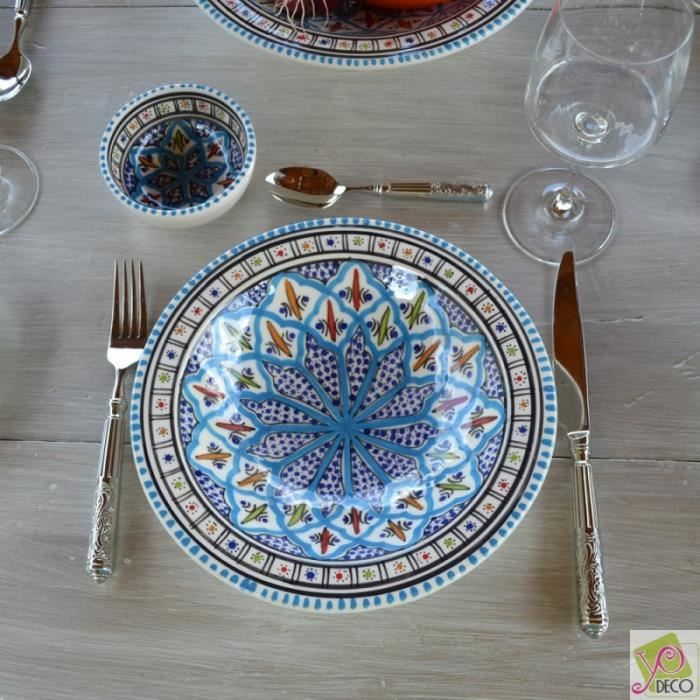 Assiette Tebsi Bakir turquoise - D 23 cm