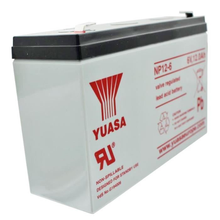 YUASA batterie plomb NP12-6 PB 6V 12Ah avec prise de contact Faston 6,3 mm de Akkushop