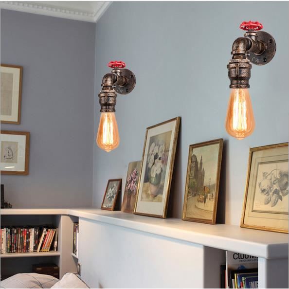 IDEGU 2x Lampe Murale Industrielle Retro Rouille Applique Murale Vintage en Forme Robinet pour Couloir Entree Salon