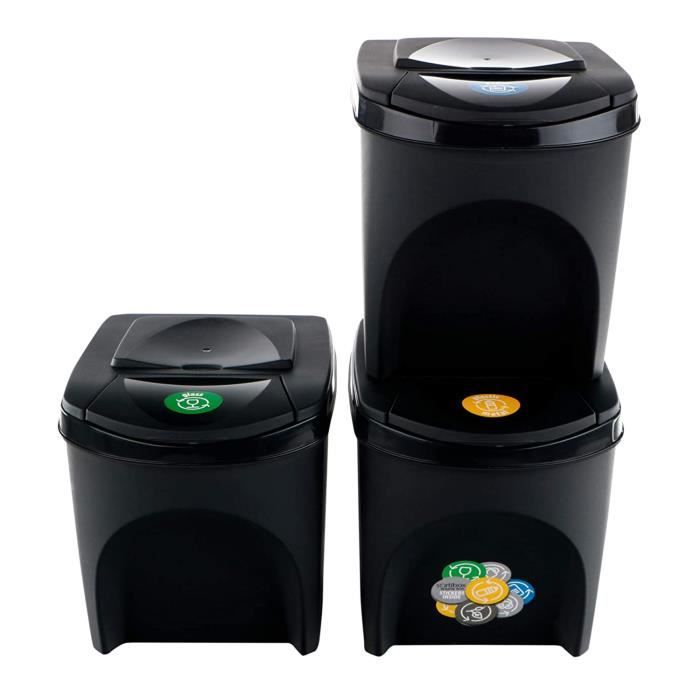 Prosperplast Jeu DE 3 SEAUX DE Recyclage d'une CAPACITÉ DE 75 litres DE Compartiment DE Couleur Grise Bacs Multicolore Prosperplast Jeu DE 3 SEAUX DE Recyclage d'une CAPACITÉ DE 75 litres DE Compartiment DE Couleur Grise Bacs Multicolore