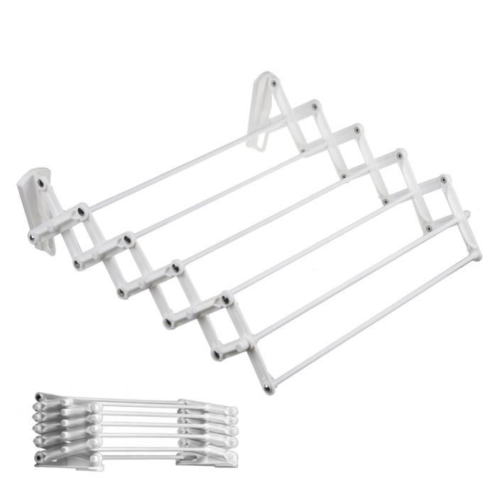 Etendoir Porte-linge et porte-serviettes pliable blanc 50 cm
