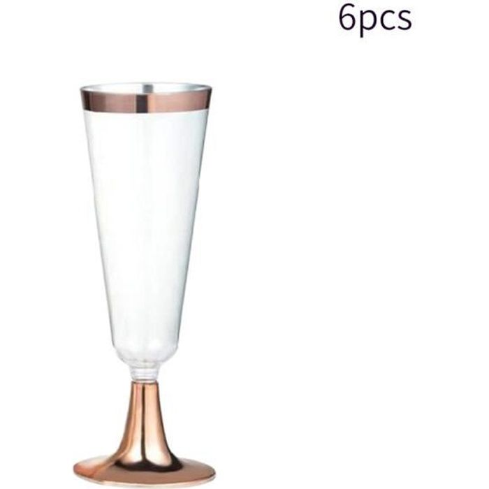 6 Pièces Tasses Verre à Vin Fantaisie Champagne Flûte Cocktail Fête Cadeau De Mariage Décoration Clair Jetable Boire Cerclé élég Achat Vente Coupe à Champagne Soldes Cdiscount