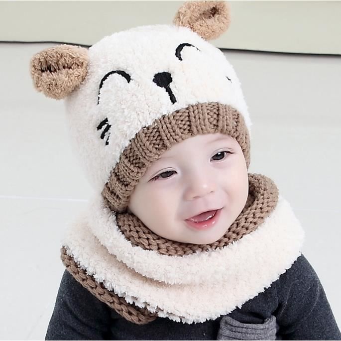 Bébé Bonnet écharpes pour Enfants Hiver Set Chaud Tricoté Chapeau