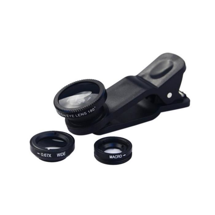 EmNarsissus Objectifs universels durables de téléphone Portable 3 en 1 Fish Eye Smartphone Grand Angle Macro caméra lentille celulaire Kit 