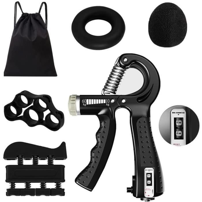Kit Renforceur De Poignée Main - 2 Pièces Avec 8 Niveaux Résistance - Entraîneur Doigts Silicone