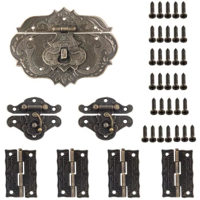 sourcing map 4pcs Charnière Porte Placard Armoire 46mmx54mm style rétro repliable double effet écran Couleur Bronze