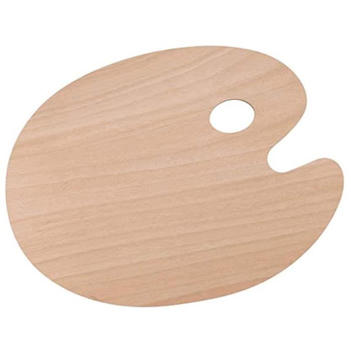 Palette de peinture ovale en bois avec trou pour le pouce 
